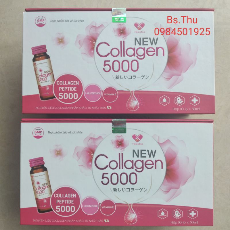 NEW COLLAGEN 5000 (hộp 10 lọ) nước uống bổ sung colagen giúp đẹp da chống lão hóa, tăng vòng 1