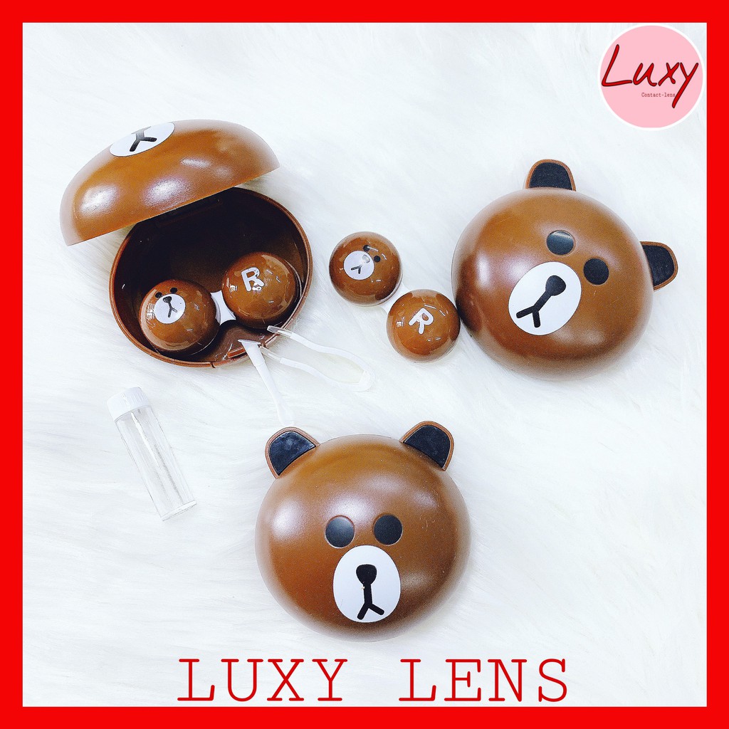Khay Đựng Lens Hình Gấu Siêu Đẹp, Có Lọ Chiết Nước Ngâm Đi Du Lịch - LUXY LENS