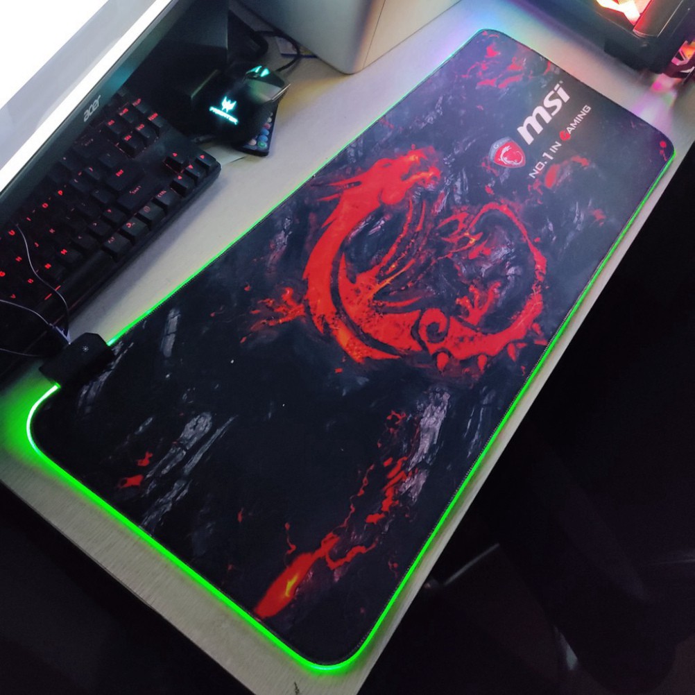 ▶️  Mouse Pad, bàn di chuột, lót di chuột tích hợp Led RGB MSI sáng viền, kích thước 80cm x 30cm dày 4mm giá tốt