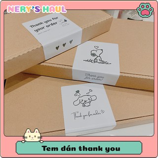 Set 20 tem dán thank you 7x10cm cho hộp carton - tem dán gói hàng