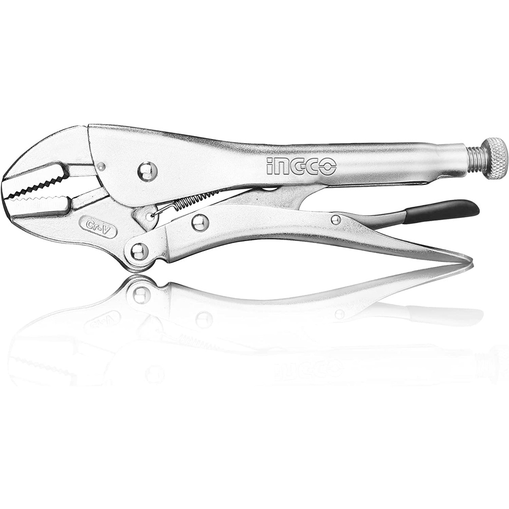 10"/250mm Kìm bấm khóa mỏ thẳng thép Cr-V chống gỉ sét INGCO HSJP0210 | Kìm bấm chết miệng cong INGCO HCJLW0110