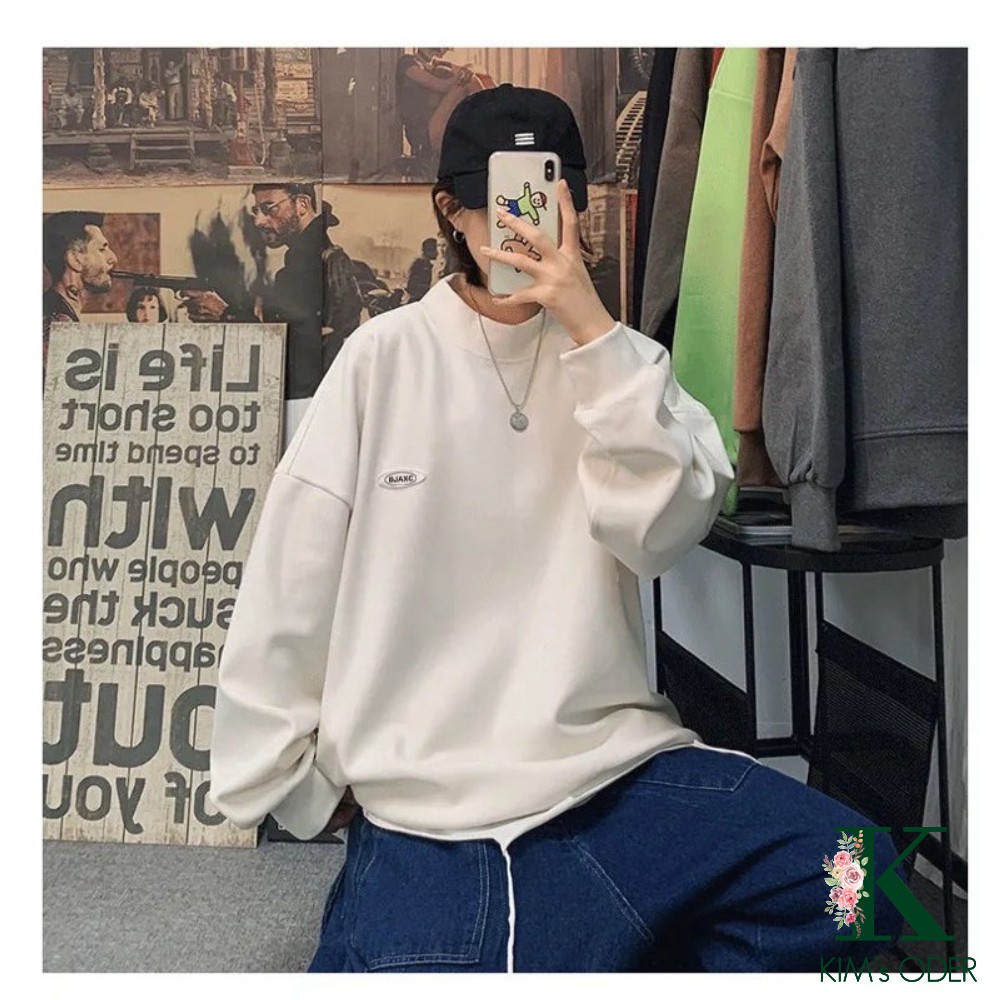 Áo Sweater Unisex nỉ thu đông phong cách Hàn Quốc cổ tròn dài tay nam nữ màu đen trắng nâu xám xanh chất liệu nỉ bông | BigBuy360 - bigbuy360.vn