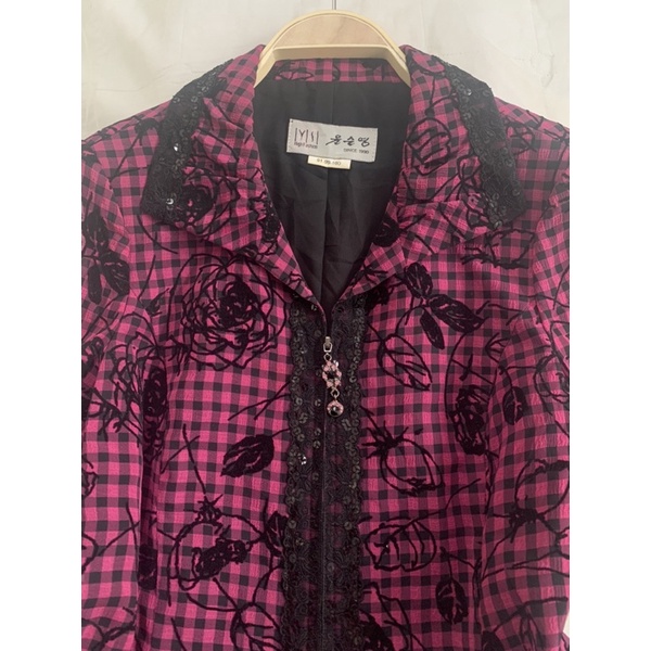 Áo khoác blazer B484 caro hoạ tiết hoa nhung nổi 2hand Hàn si tuyển ảnh thật