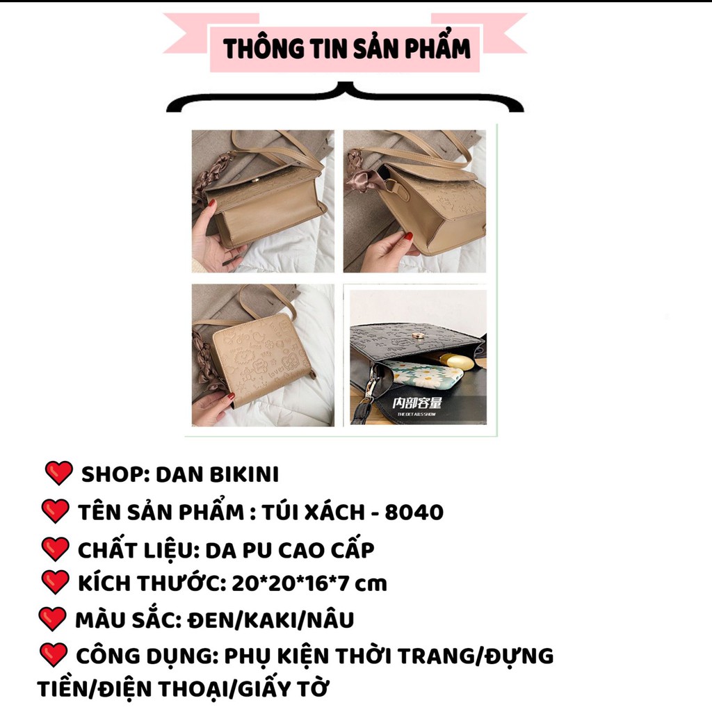 Túi Xách Nữ ❤️FREESHIP❤️ Túi Xách DA PU cao cấp đeo chéo in họa tiết chìm ngộ nghĩnh đáng yêu hợp thời trang mã 8040