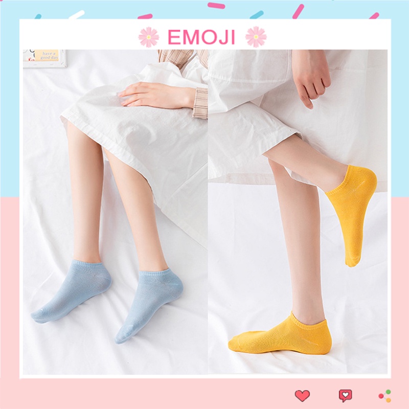 Tất cổ thấp nam nữ vớ ngắn Trend Hàn Quốc màu cá tính kiểu dáng trơn phong cách hiện đại thời trang thu hè EMOJI TN029
