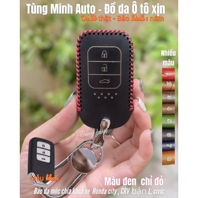 Bao da chìa khoá Honda City, CIVIC, ACCORD, CRV bản L  bọc chìa khoá da thật handmade , xịn xò