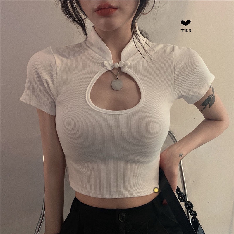 Áo Thun Croptop Dệt Kim Tay Lỡ Dáng Ôm Thời Trang 2020 Quyến Rũ Cho Nữ