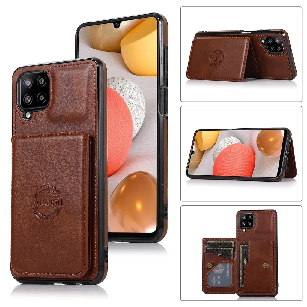 Bao da điện thoại PU kiểu ví nắp lật có ngăn đựng thẻ cho Samsung Galaxy A72 A52 A52s A12 A02S A32 A42 5G