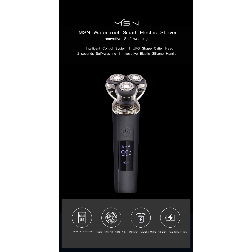 [Hàng mới về] Máy cạo râu điện thông minh Xiaomi Msn type C có màn hình lcd chống thấm nước có thể sử dụng khô ướt giảm tiếng ồn
