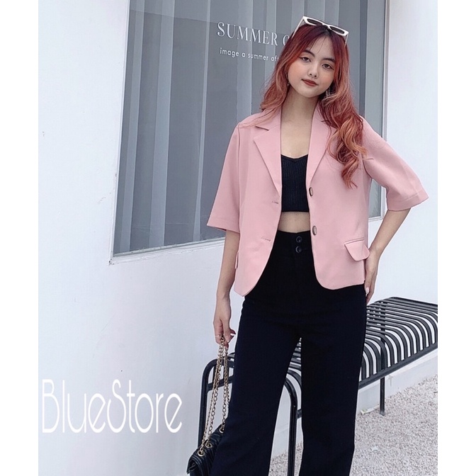 Blazer ngắn tay mặc hè chất thích dáng croptop rộng Hàn Quốc | BigBuy360 - bigbuy360.vn