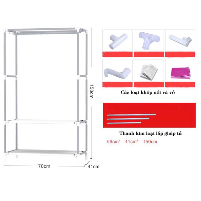 Tủ vải 3D 1 buồng 2 ngăn ( hình ngẫu nhiên)