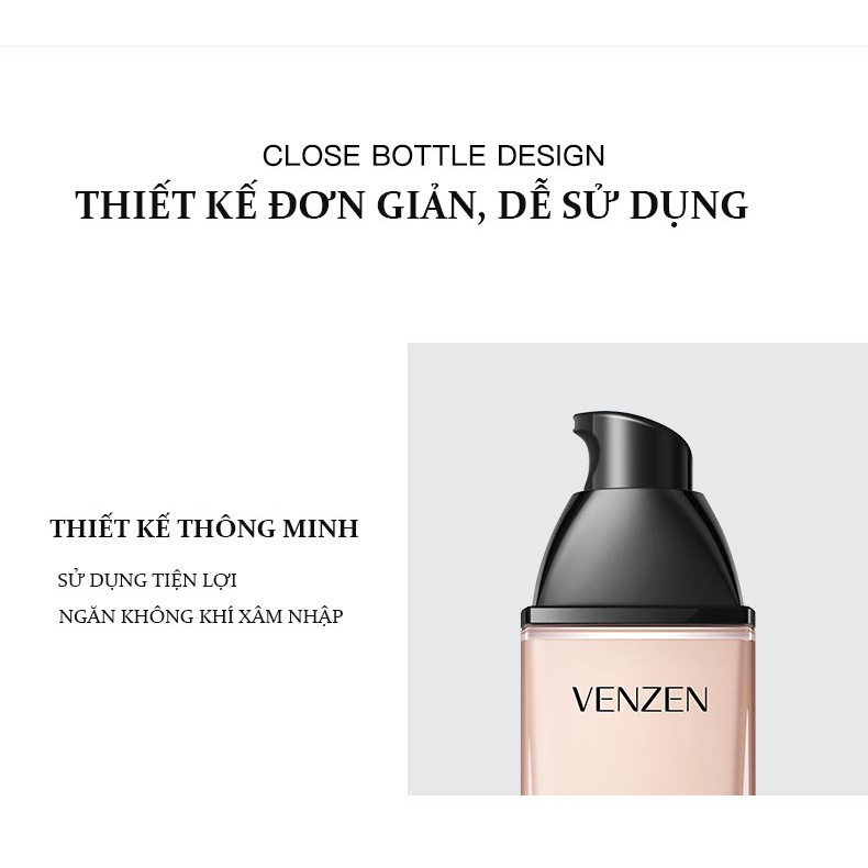 Kem nền Venzen Foundation dạng lỏng tự nhiên, che khuyết điểm kiềm dầu chống nước tặng kèm mút trang điểm XOHIEN 30ml | BigBuy360 - bigbuy360.vn