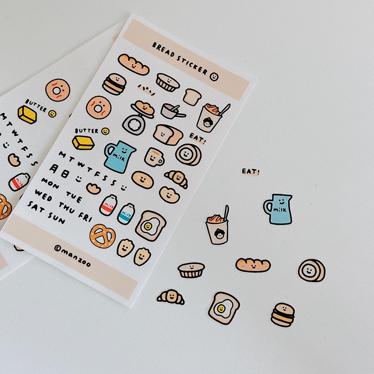 Sticker cute hình dán chủ đề bánh mì dễ thương hàn quốc - Gấu Thỏ House