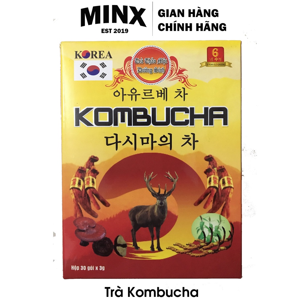 Trà Dưỡng Sinh KOMBUCHA - Hộp Trà Kombucha gói - Hỗ trợ tiêu hóa (1 Hộp 30 Túi)