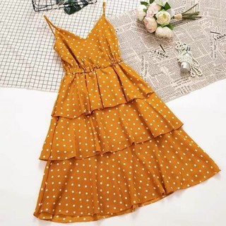 Váy hai dây chấm bi nữ free size