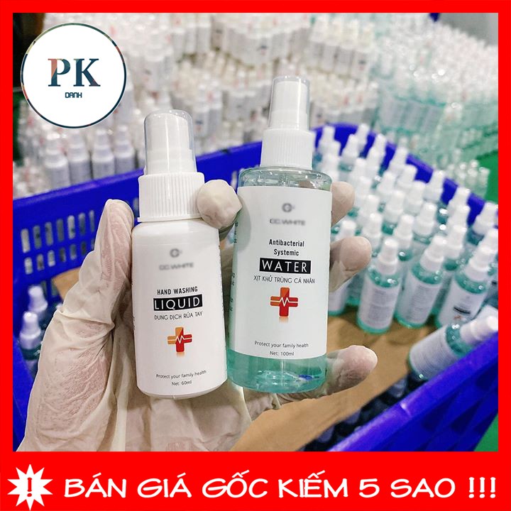 Bộ Combo Xịt Kháng Khuẩn và Gel Rửa Tay Khô CC VVhite 100ML– không cần rửa lại với nước, diệt khuẩn 99,9%