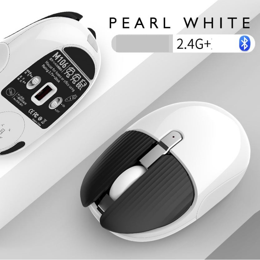 Chuột Không Dây Bluetooth + Wireless 2.4gb, sạc điện, không tiếng ồn