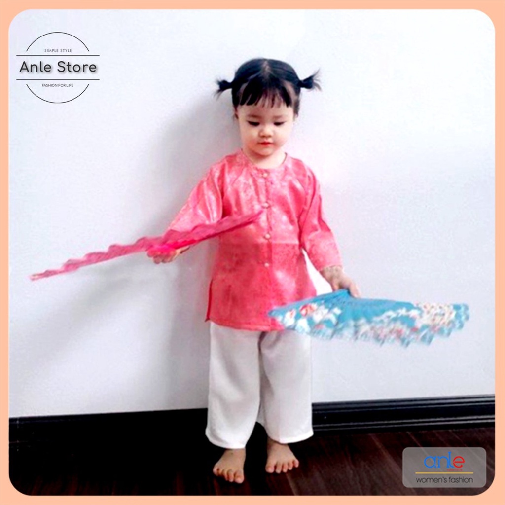 Áo Bà Ba Bé Gái Lụa Gấm Mềm Mịn,Bán Riêng Áo, Riêng Quần, đồ lam đi chùa cho bé siêu dễ thương, đáng yêu