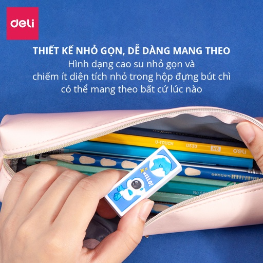 Gôm tẩy họa tiết phi hành gia Deli - Mềm dẻo, chắc chắn và hạn chế để lại vụn tẩy - 2 màu - 71133