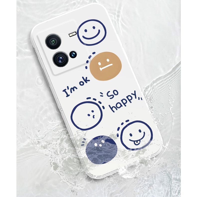 Ốp Điện Thoại Dạng Lỏng Chống Sốc In Hình Năm Mặt Cười Đơn Giản Cho Vivo V25e V25 Pro 5g Realme 9i 5g