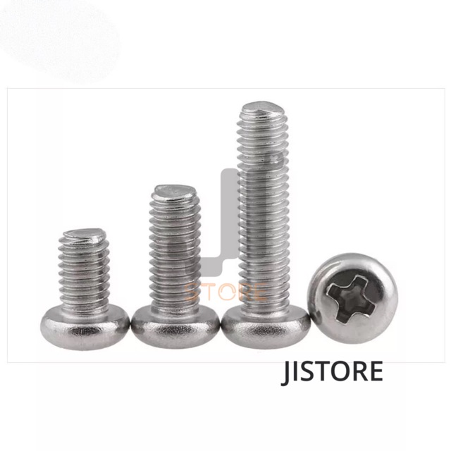Vít PM M2/M2.5 chiều dài từ 3/4/5/6/7/8/10/12/14/16/20mm Pan head PM philips screw ISO7045 DIN7985