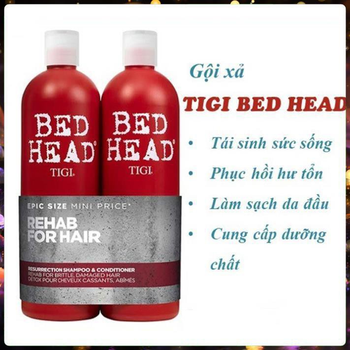 Cặp dầu gội xả Tigi đỏ Bed Head 750ml chính hãng, dầu gội dầu xả phục hồi tóc hư tổn