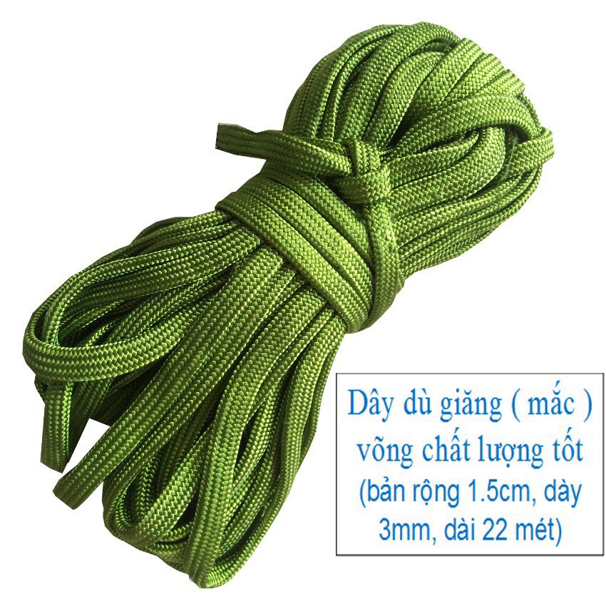 Dây Dù Mắc Võng Hàng Dày Bản Dẹp 1.5 cm - màu xanh lá