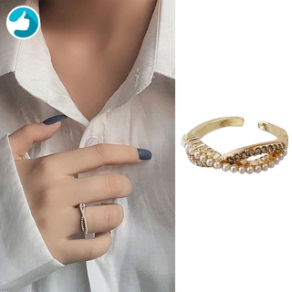 Nhẫn Mở Đính Ngọc Trai Nhân Tạo Thời Trang Hàn Quốc Cho Nữ