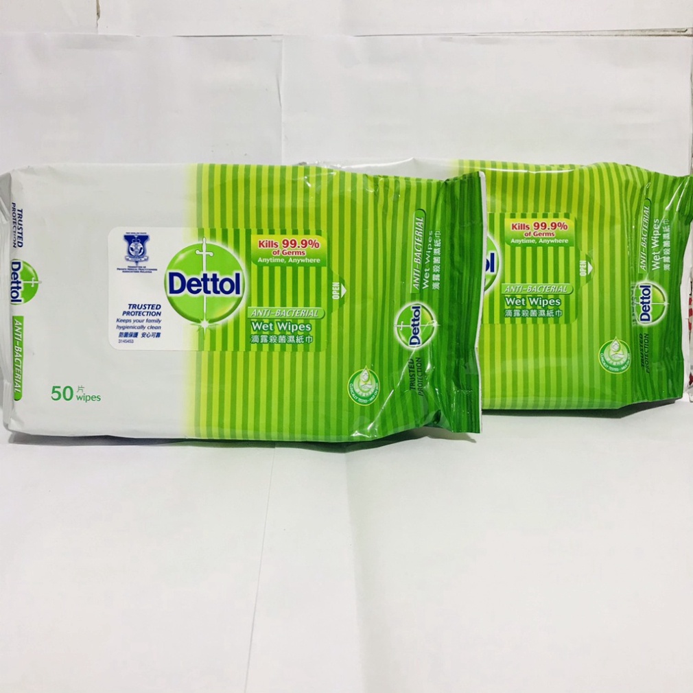 Khăn Ướt Dettol Kháng Khuẩn Gói 50 Miếng (CHÍNH HÃNG)