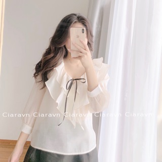 Áo voan viền bèo nơ, Cv tafta