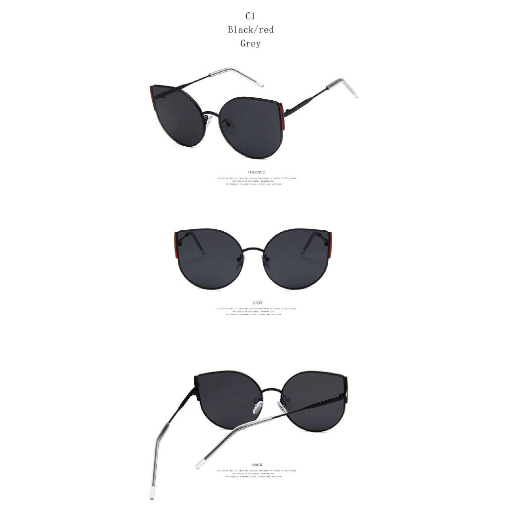 Kính Mát Samjune Kiểu Mắt Mèo Cỡ Lớn Gọng Kim Loại Chống Tia UV400 Dành Cho Nữ