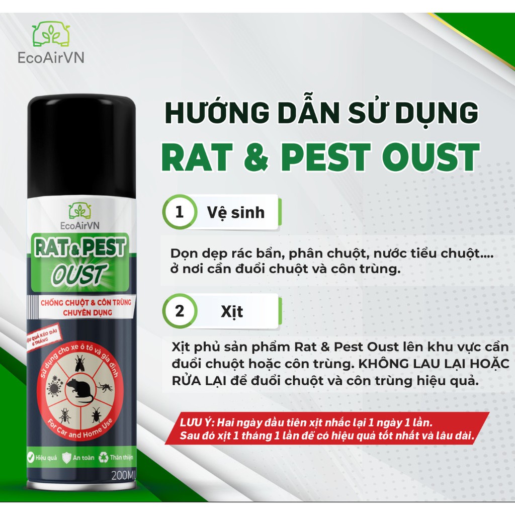 Xịt đuổi chuột Rats and Pest Outs, đuổi chuột tinh chất nồng độ cao, an toàn. Đuổi chuột ngay sau 1 đêm