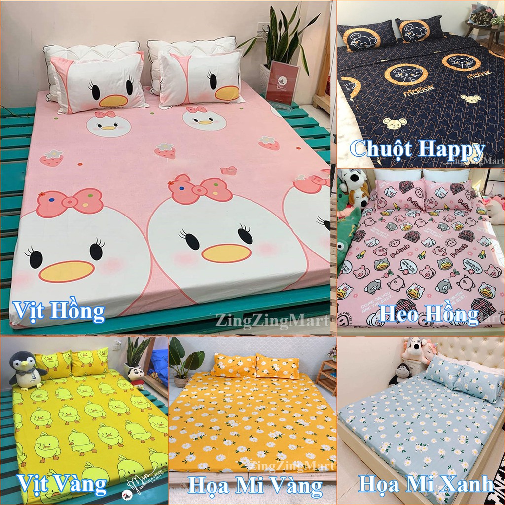 Bộ Ga Gối Trải Giường Poly Cotton M2/M6/M8 Drap giường bo chun có kèm 2 vỏ gối (Khách chọn mẫu để lại ghi chú nhé) | BigBuy360 - bigbuy360.vn