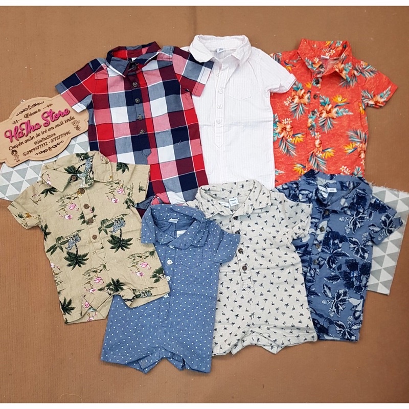 Vải linen nền kem hình cây dừa hãng OldNavy