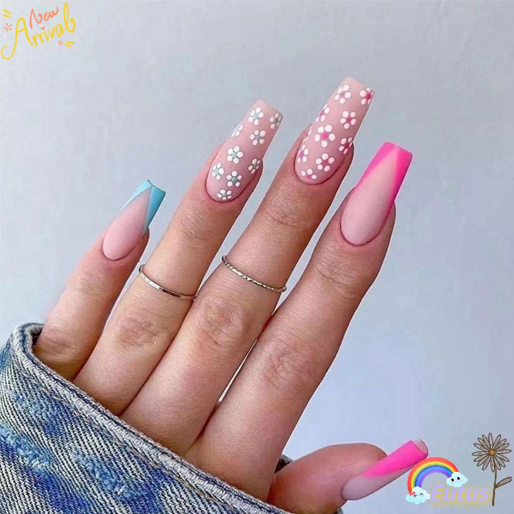 Hộp 24 Móng Tay Giả Che Phủ Toàn Diện Phong Cách Pháp EUCA