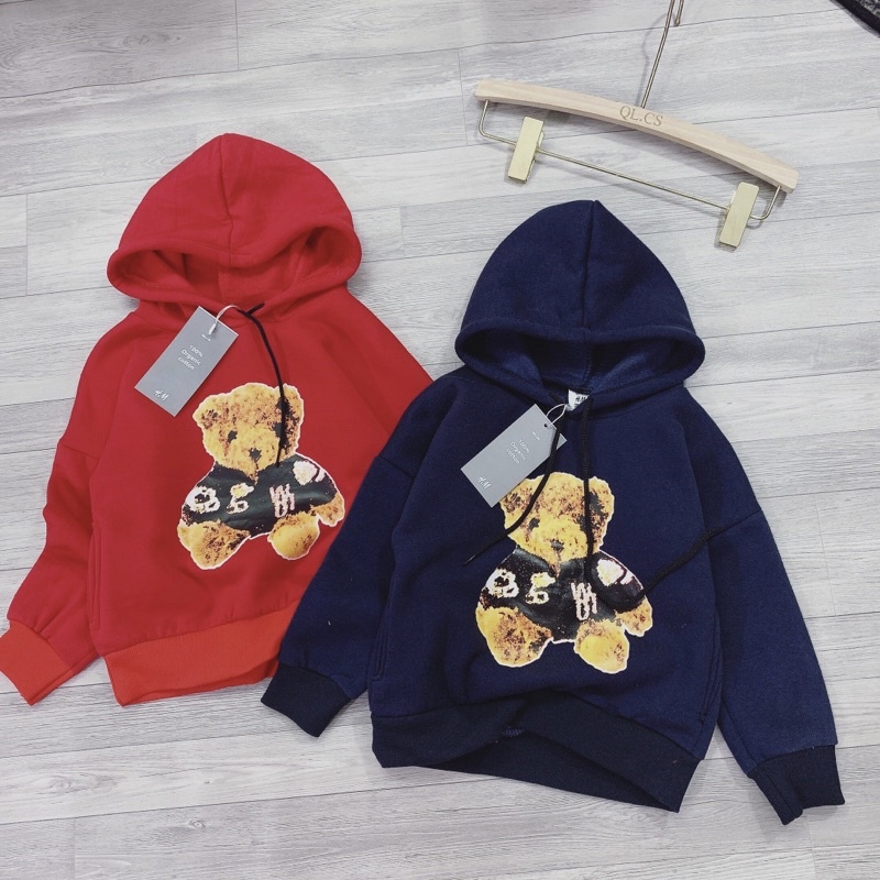 Áo nỉ hoodie mũ liền gấu cho bé 10-25kg