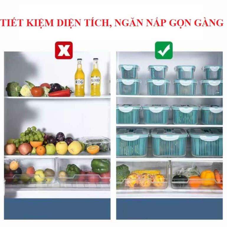 SET 5 HỘP ĐỰNG ĐỒ, THỰC PHẨM TỦ LẠNH 2 NGĂN CÓ NẮP ĐẬY ( SHOP SIÊU GIA DỤNG )