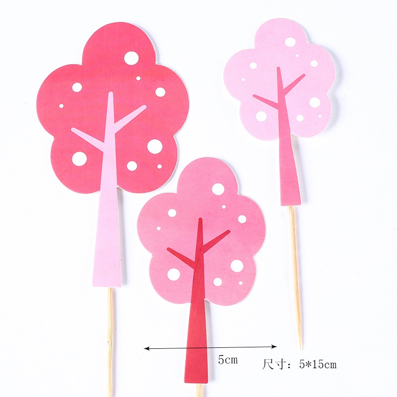 Set 3 Que Cắm Trang Trí Bánh Kem Hình Rừng Cây Xinh Xắn