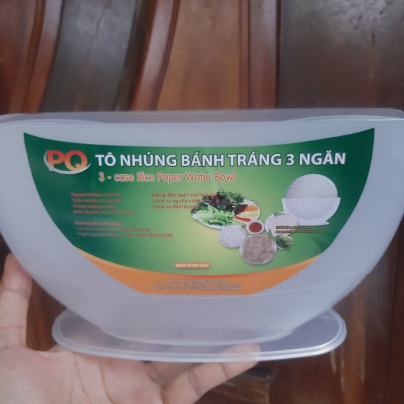 Tô nhúng  bánh  tráng 3 ngăn,Tô nhựa đựng bánh tráng