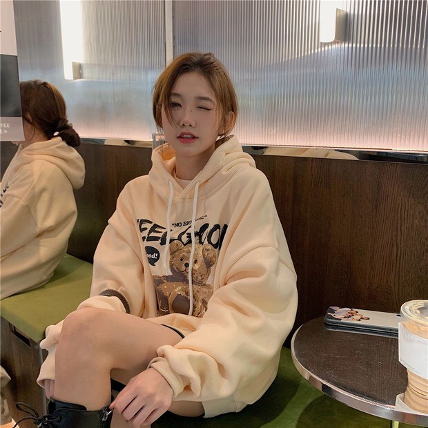 Áo hoodie nam nữ form rộng 2N Unisex nỉ bông FEEL GOOD màu đen/be