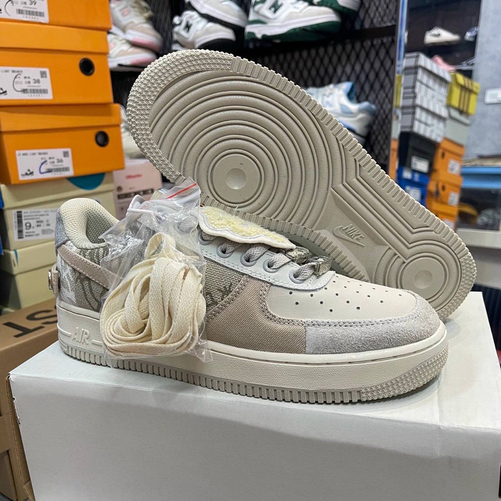 Giày_Nike nam nữ, giày thể thao snearkes nam nữ AF1 Low X Travis Scott Grey White Fullsz, Fullbox, giày học sinh nam nữ