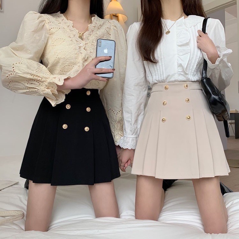 Chân váy dáng chữ A kết hợp xếp ly trẻ trung mẫu mới