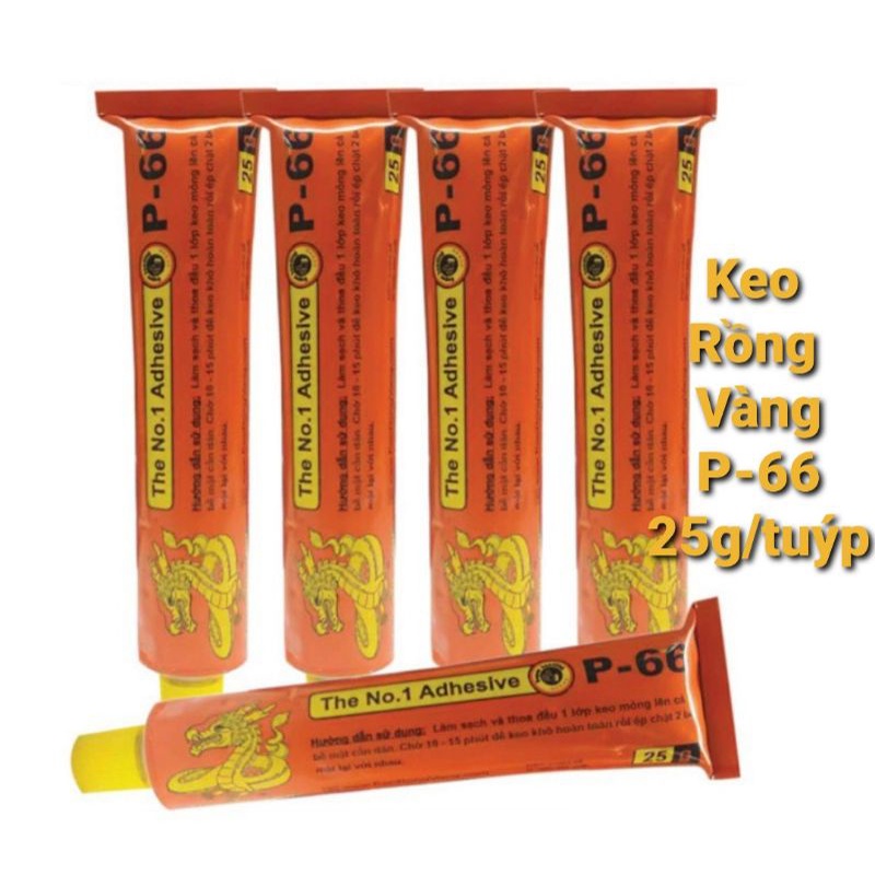Keo dán đa năng Rồng Vàng P-66 tuýp 25g dùng dán giày dép, gỗ, nhựa, xốp, cao su,..