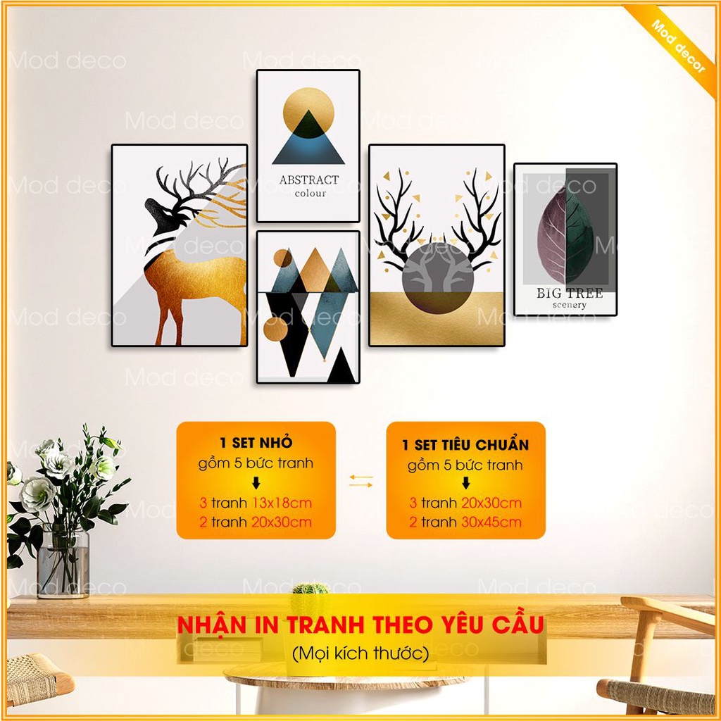 Set 6 Tranh Treo Tường, Tranh Phòng Khách, Tranh Phòng Ngủ, Tranh Dán Tường - Có Khung | 3H