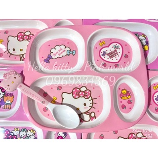 khay kèm muỗng hello kitty