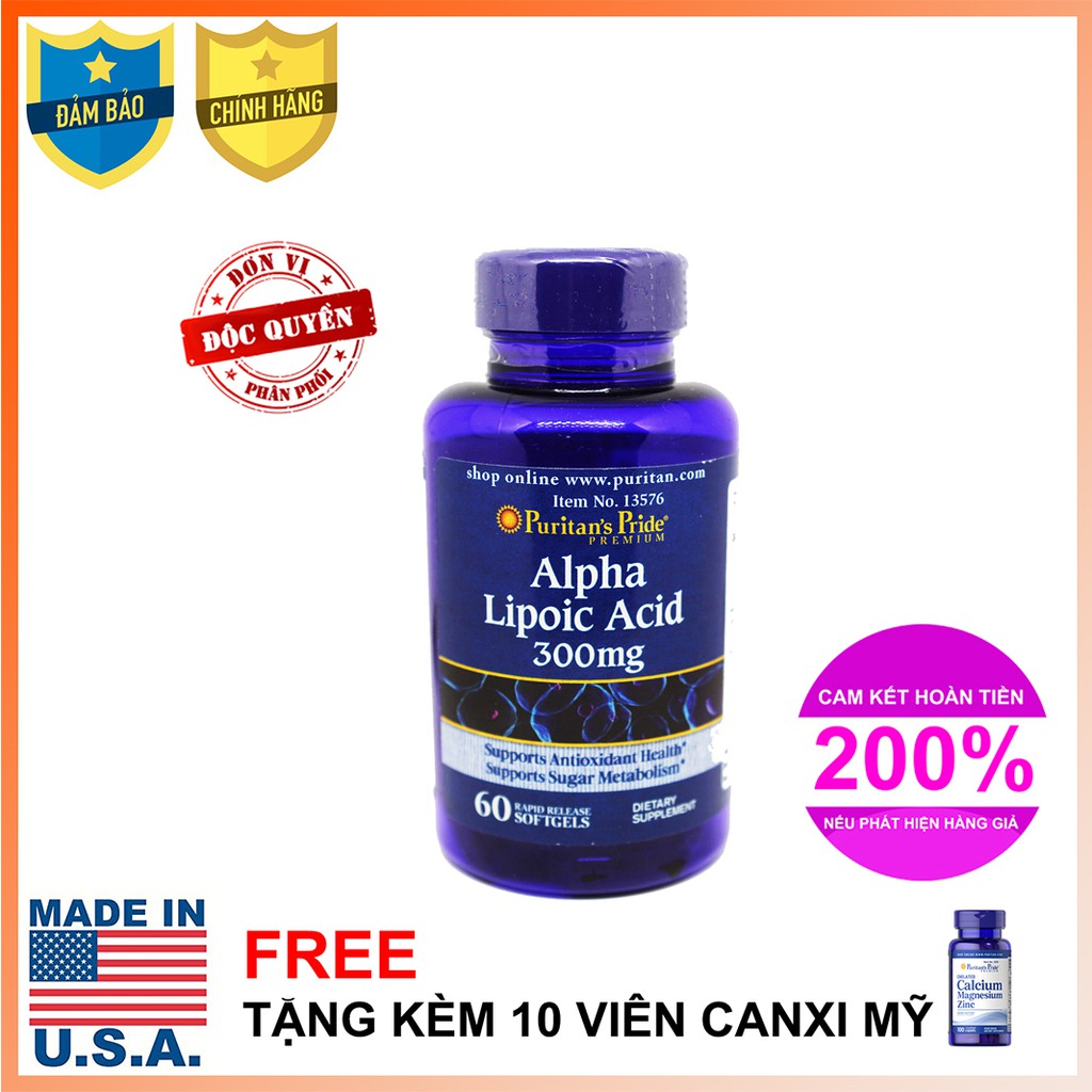 Viên uống đẹp da, chống lão hóa, giảm biến chứng thần kinh ở người tiểu đường Alpha Lipoic Acid 60 viên