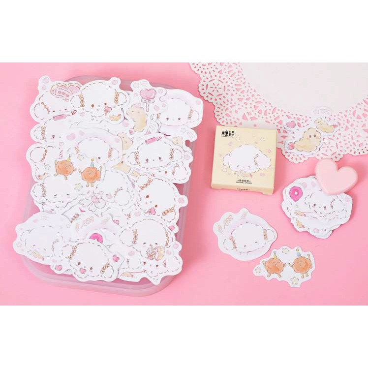 Bộ 45 Sticker Hàn Quốc hình Cún Dễ Thương dán trang trí E92