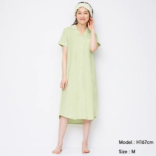 (GU Nhật chính hãng) Nữ - Váy ngủ ngắn tay cổ ve BST kết hợp GU x Hãng mỹ phẩm Sabon thumbnail