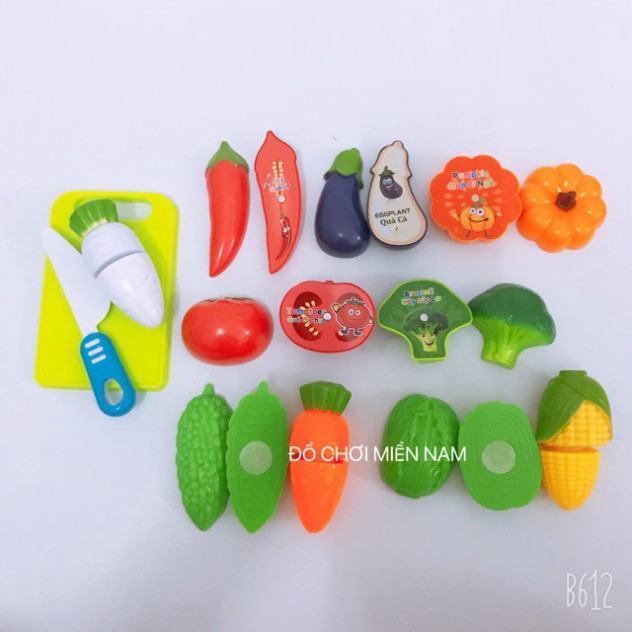 SE9 NDA [Hàng VN] Rỗ đồ chơi cắt thái hoa quả rau củ trái cây dành cho bé thích nấu ăn làm đầu bếp giúp bé học tiếng anh