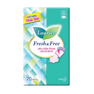 BĂNG VỆ SINH LAURIER FRESH & FREE SIÊU MỎNG KHÔNG CÁNH CÓ CÁNH 20 MIẾNG